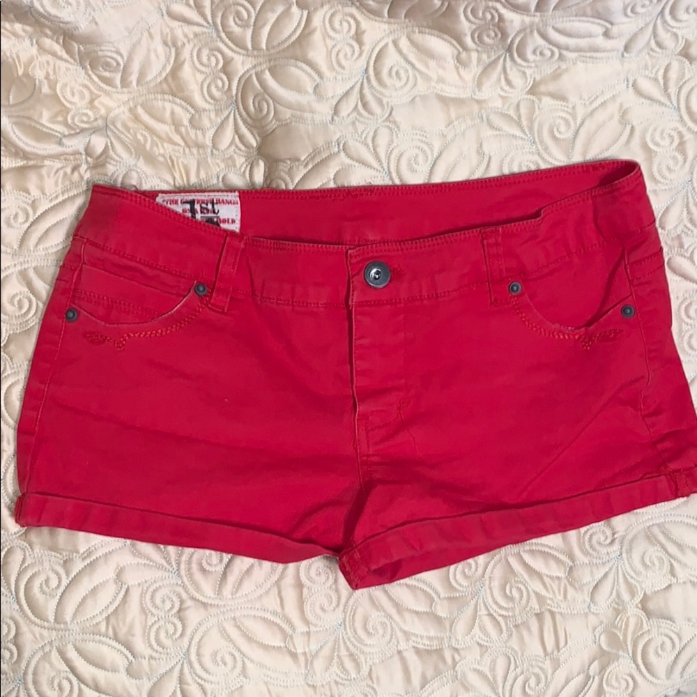Red jean shorts!